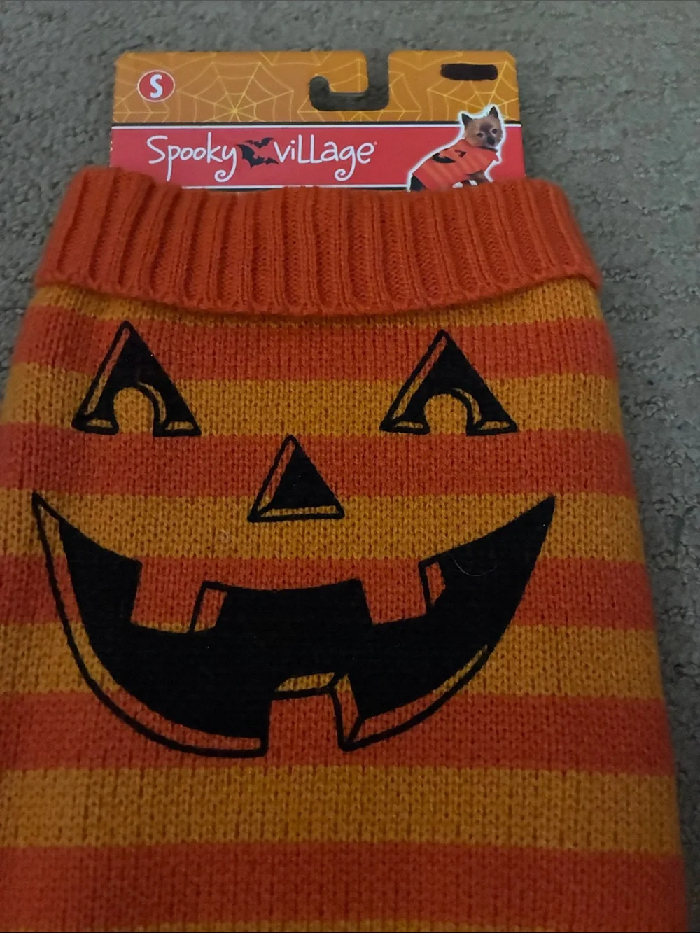 Orange Striped Pumpkin dog Costume Sweater